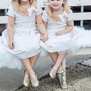 Janie and Jack Size 4 Fur trimmed gold dress holiday